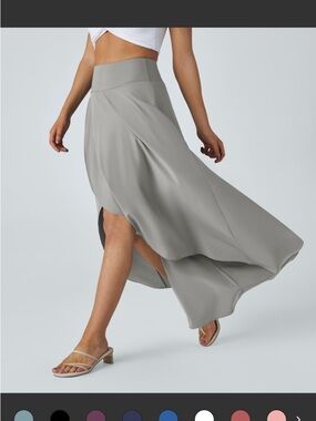 HALARA Breezeful Light Gray High-Waist Asymmetrical Maxi Skirt
